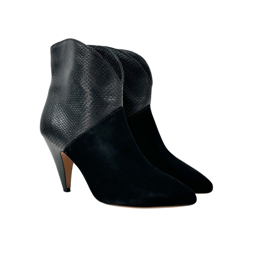 ba&sh Comette Black Python Embossed Leather Suede… - image 2